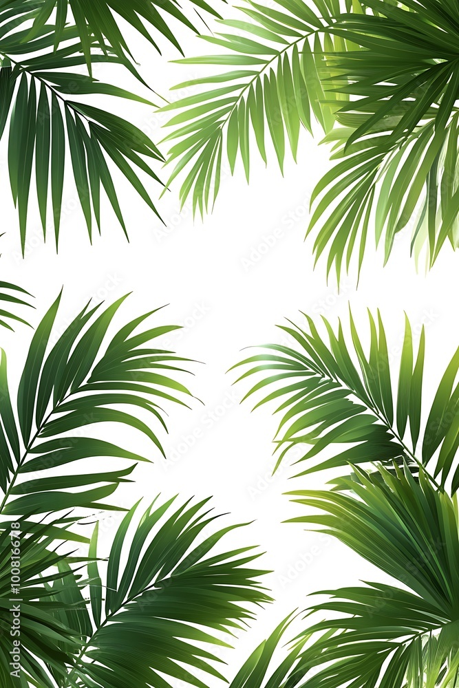 Palm leaves pattern, palm leaves on a white background. Palm leaves pattern, palm leaves on a white background.