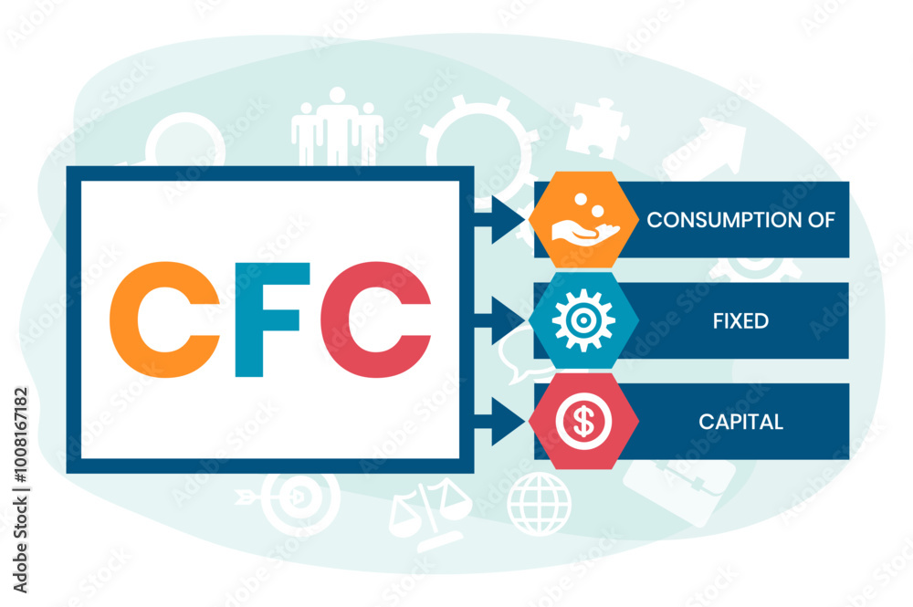 Fototapeta premium CFC - Consumption of fixed capital. business concept. Vector infographic illustration for presentations, sites, reports, banners 