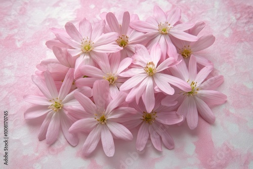 Serene pink flowers bouquet on pastel background