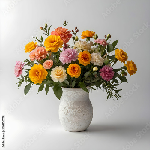 Wallpaper Mural summer beautiful flowers on white background Torontodigital.ca