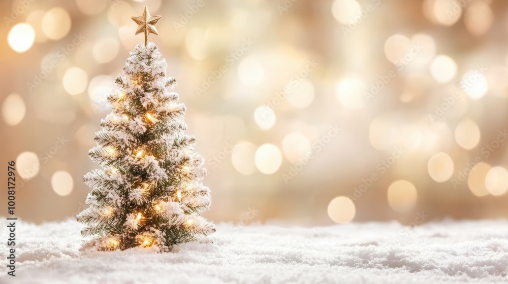 Sparkling festive christmas tree with golden lights Sparkling festive christmas tree with golden lights