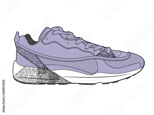 Chunky shoes men vector design technical flat drawing