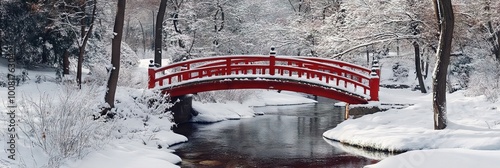 bridge over stream in the winter photo