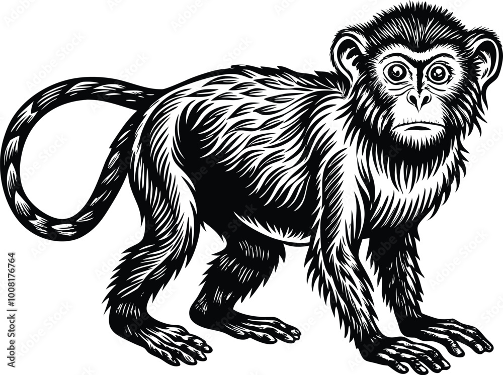 Obraz premium black and white illustration of a mankey