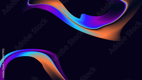 Abstract colorful fluorescent shape on dark background