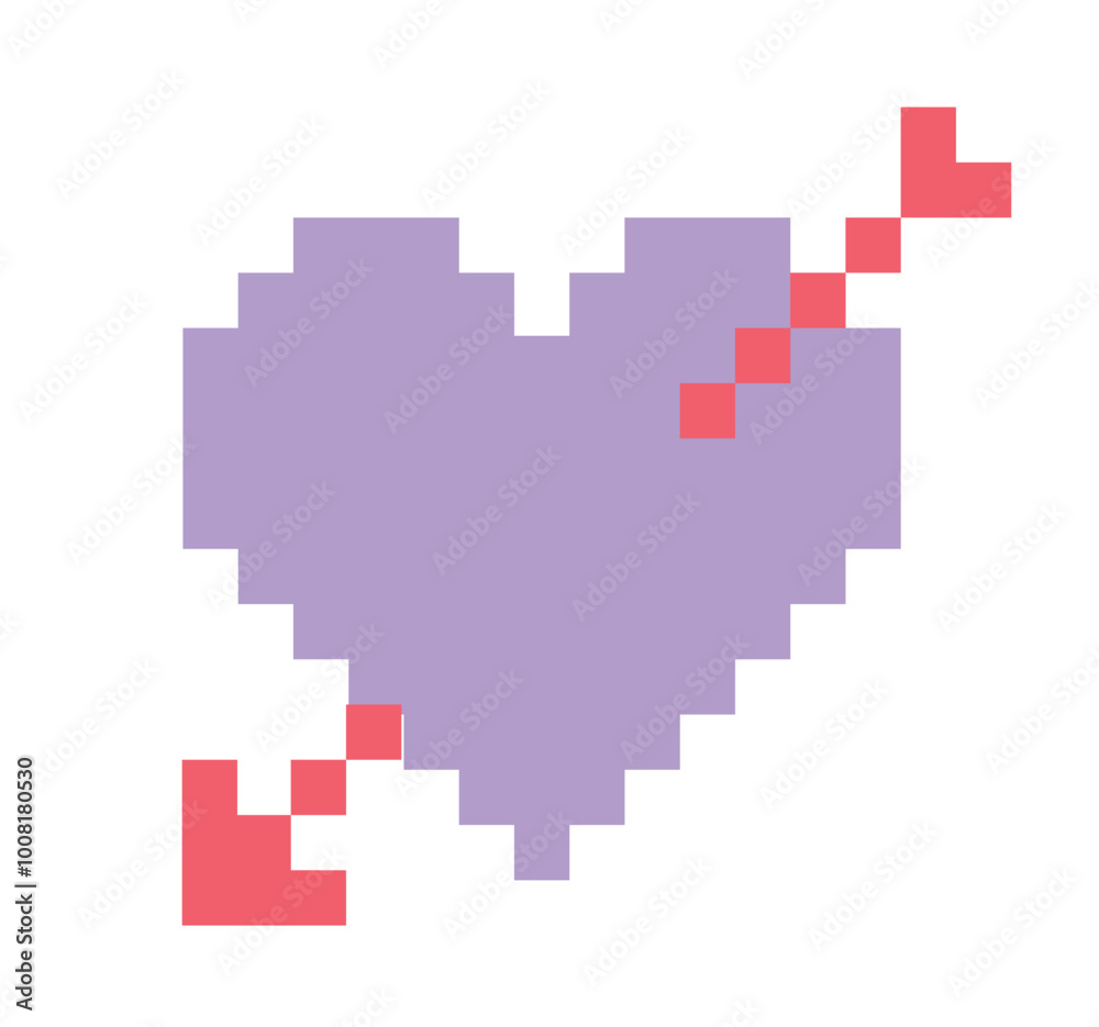 Arrow pierced pixel heart vector Arrow pierced pixel heart vector