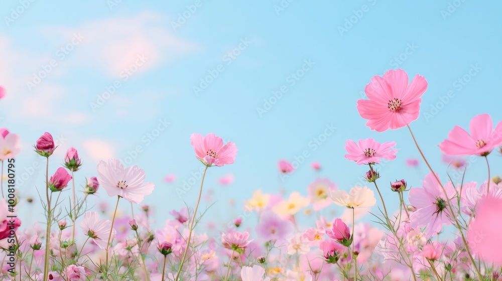 Pastel Lavender and Peach Flowers Under Sky Pastel Lavender and Peach Flowers Under Sky