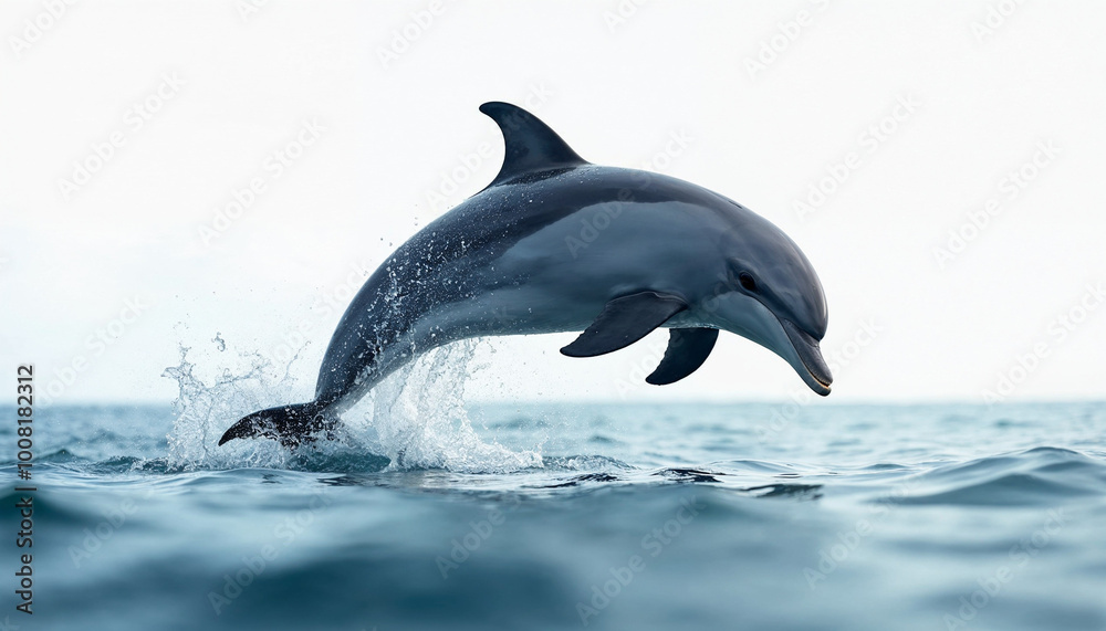 Fototapeta premium Bottlenose dolphin jumping out of water splashing over the surface