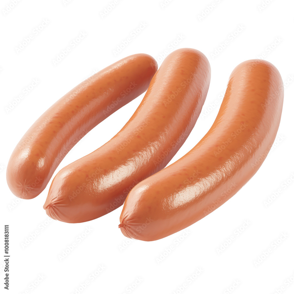Juicy sausages ready for grilling or cooking, isolated on a white background, transparent background. Juicy sausages ready for grilling or cooking, isolated on a white background, transparent background.