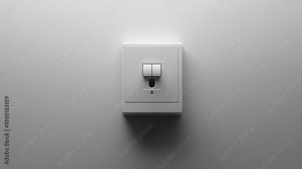 A simple light switch mounted on a plain wall. A simple light switch mounted on a plain wall.