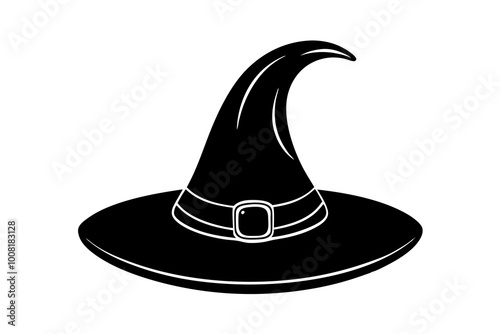 Witch hat | vector silhouette illustration on white background
