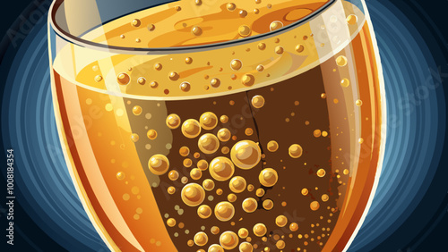 Close up macro shot of bubbles in a glass of champagne sparkling wine