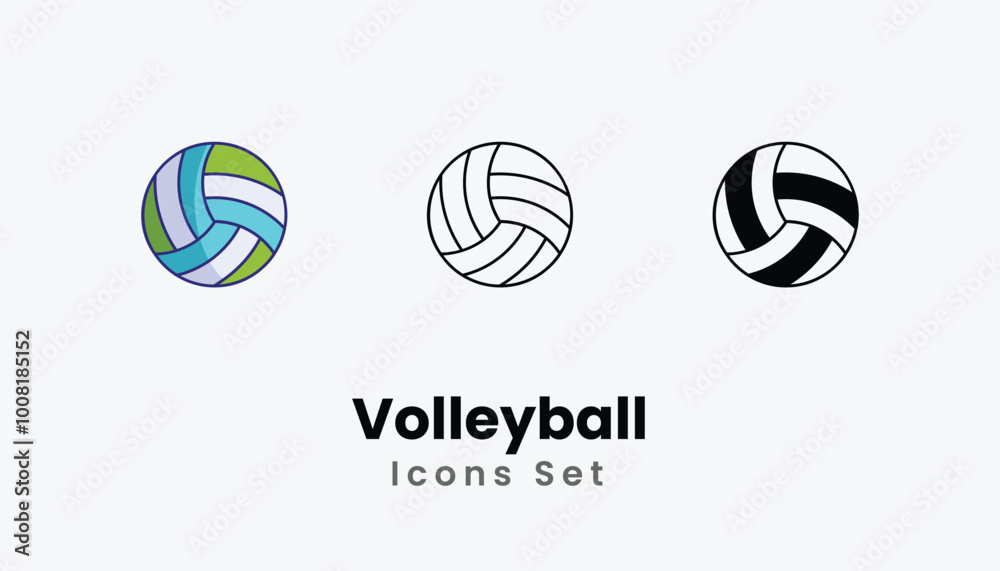Volleyball icons vector set stock illustration Volleyball icons vector set stock illustration