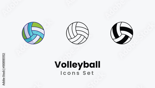 Volleyball icons vector set stock illustration