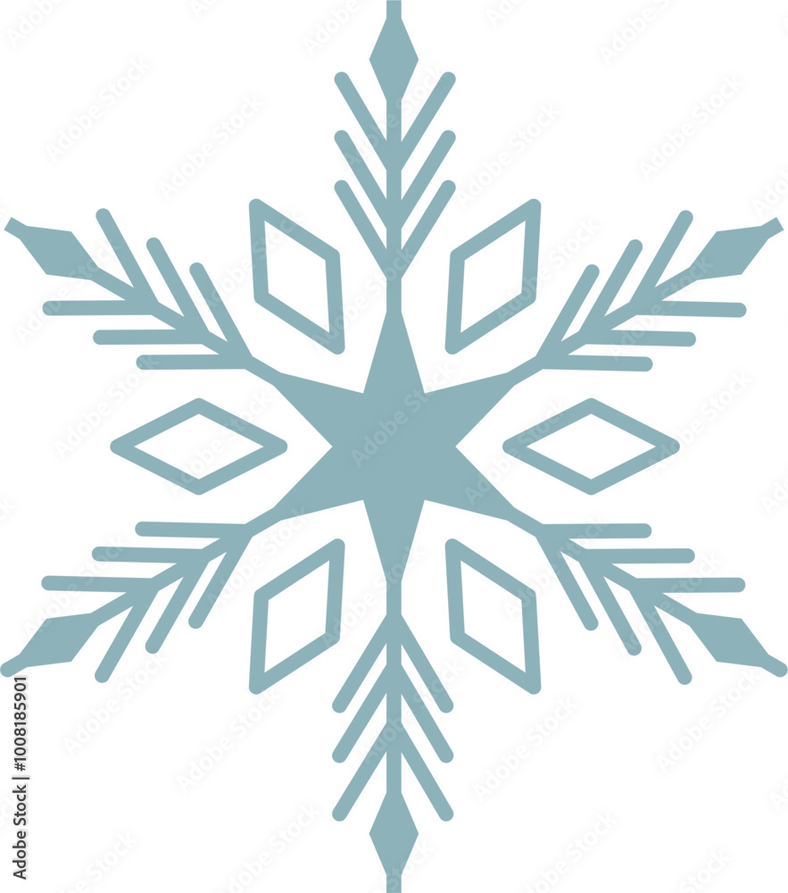 Blue snowflake geometric shape vector Blue snowflake geometric shape vector