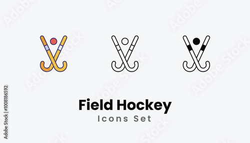 Field Hockey icons vector set stock illustration