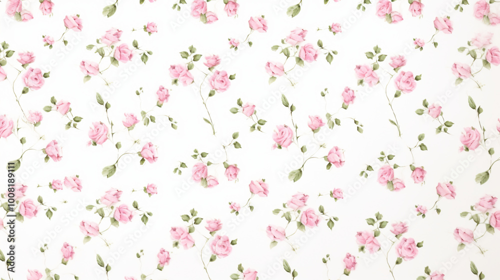 seamless pattern with pink flowers, Tiny pink roses on a white background, a vintage shabby chic style pattern. seamless pattern with pink flowers, Tiny pink roses on a white background, a vintage shabby chic style pattern.