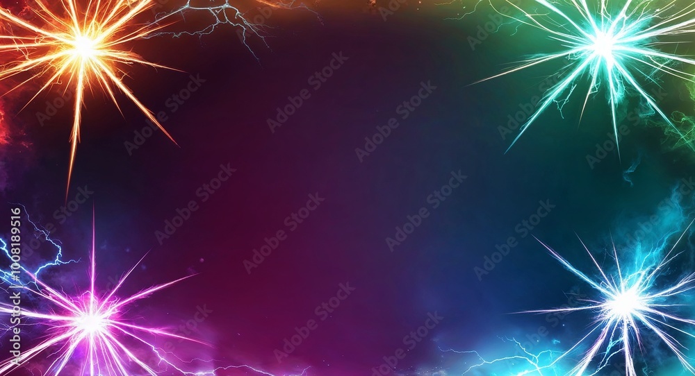 Naklejka premium Colorful electric sparks effects animeinspired background design