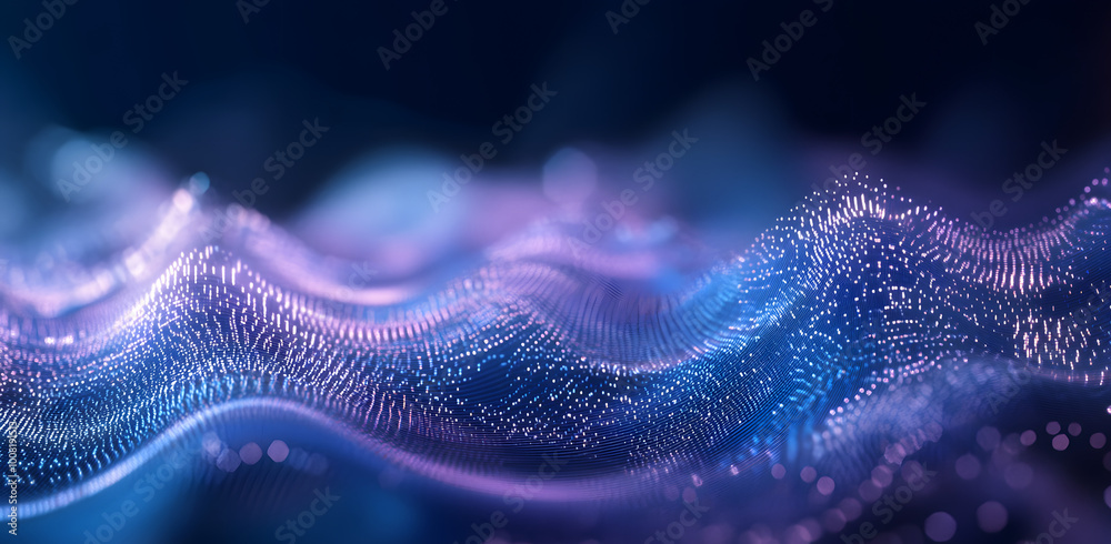 Obraz premium Abstract wave of sound particles. Equalizer for music. Signal transmission. 3d rendering.