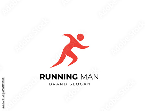 Running marathon trail run logo vector graphic illustration. Running man sport athletic logo design template