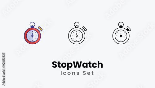 StopWatch icons vector set stock illustration