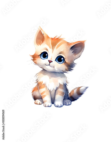 A WATERCOLOR KITTEN WITHOUT BACKGROUND