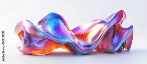 Abstract 3D Iridescent Fluid Sculpture