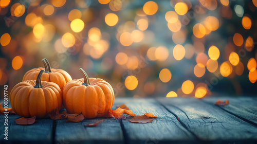 Halloween concept background. National Pumpkin Day. Autumn background with fall leaves and pumpkins. Colorful halloween decoration pumpkins. Halloween Pumpkins. Copy space area for text