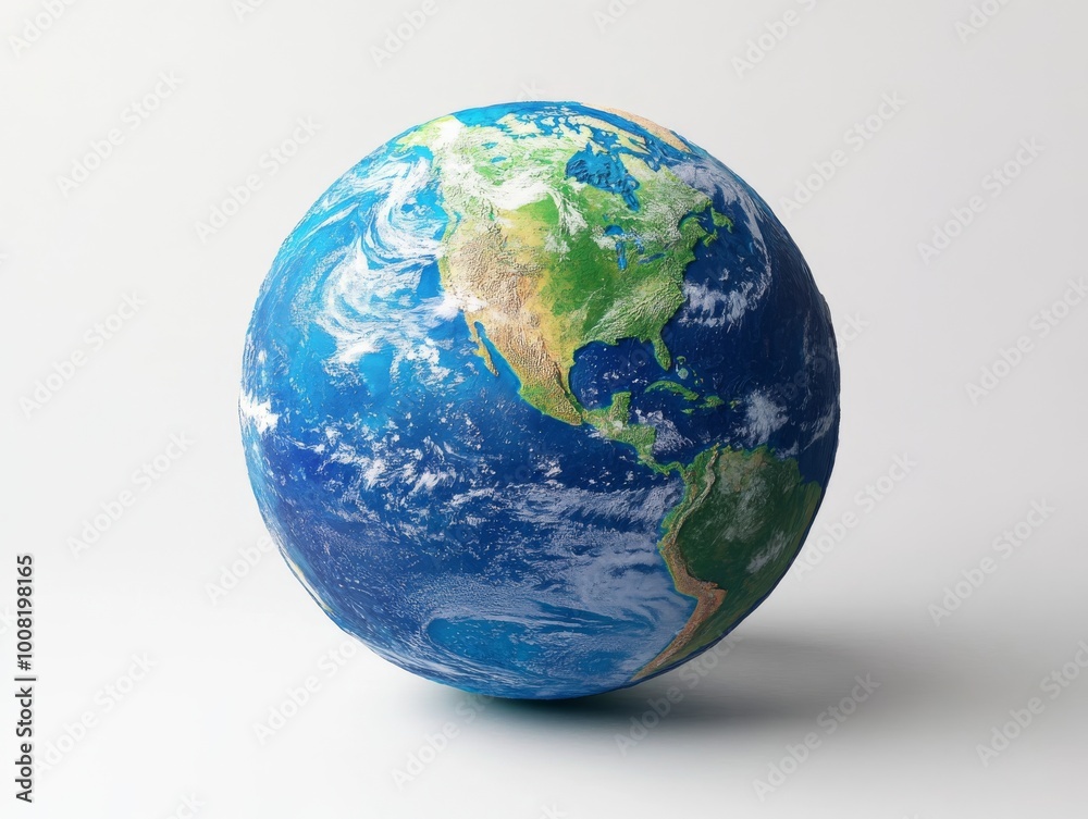 2408 71.A vibrant blue and green globe of Earth is placed against a clean white background, with the continents clearly visible and softly illuminated. The stark simplicity of the background draws 2408 71.A vibrant blue and green globe of Earth is placed against a clean white background, with the continents clearly visible and softly illuminated. The stark simplicity of the background draws
