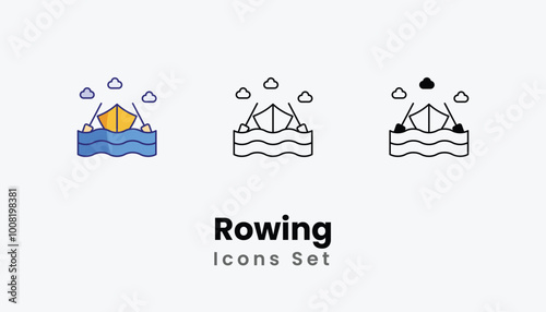 Rowing icons vector set stock illustration