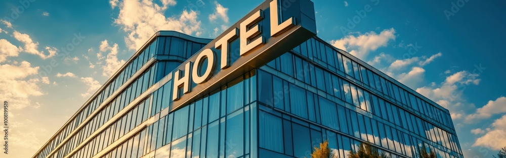 Modern Hotel Building with Large Modern Hotel Building with Large