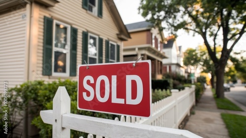 Sold Sign on Home in Suburban Midwest Real Estate Market