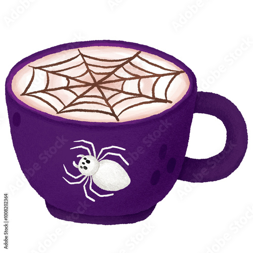 cup of coffee with Halloween decoration 