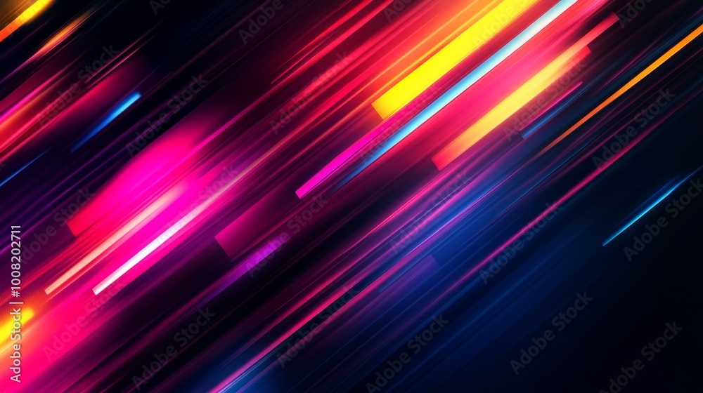 Bright neon gradient streaks cutting through a dark, shadowy background. Bright neon gradient streaks cutting through a dark, shadowy background.