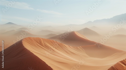 A transparent sand dune shifting in the desert wind.