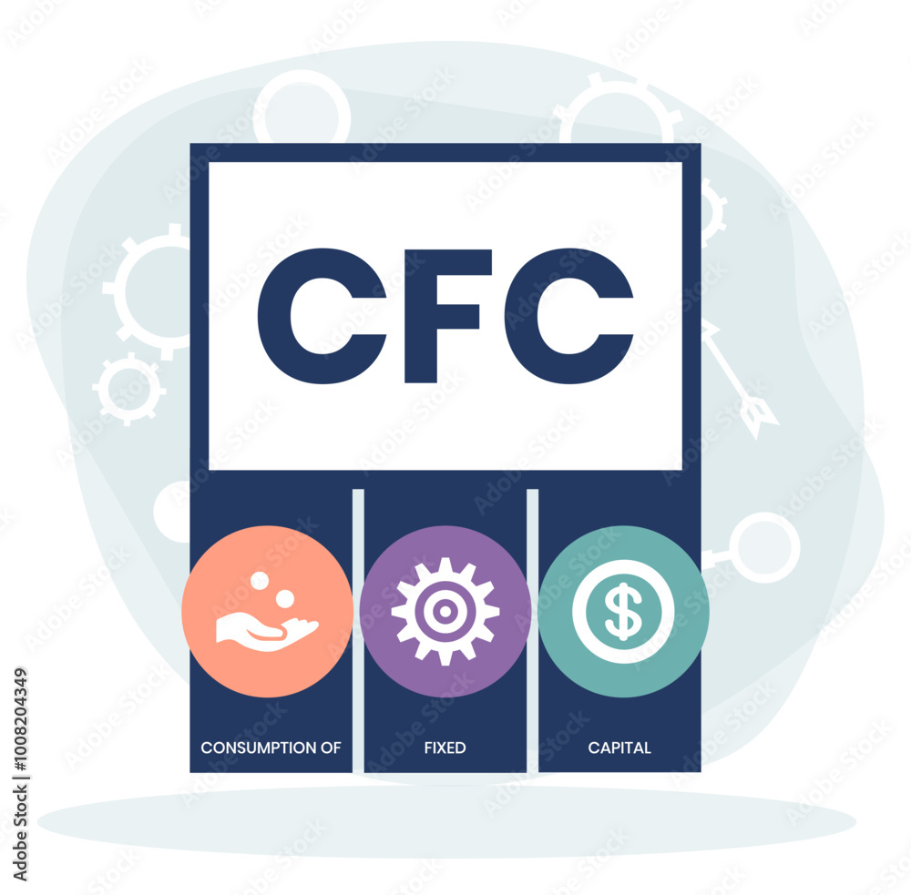 Fototapeta premium CFC - Consumption of fixed capital. business concept. Vector infographic illustration for presentations, sites, reports, banners 