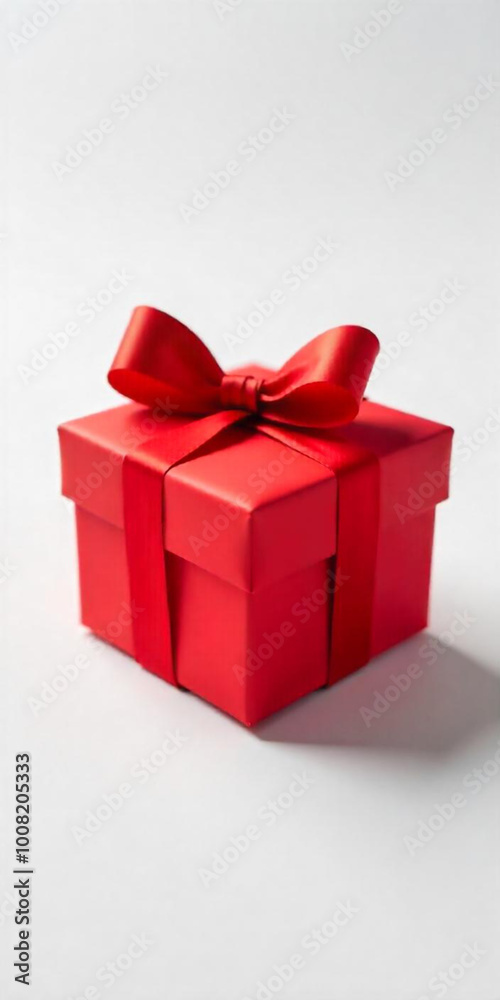 Fototapeta premium A red gift box with a bow, on a white background