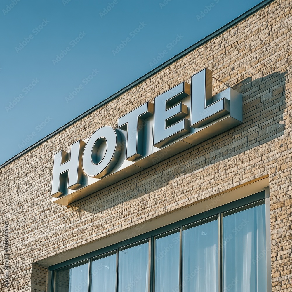 Modern Hotel Building with Clear Blue Sky Modern Hotel Building with Clear Blue Sky