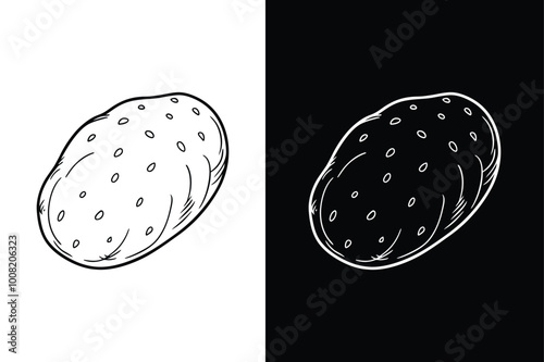 Cute potato lineout icon isolated on white background.
