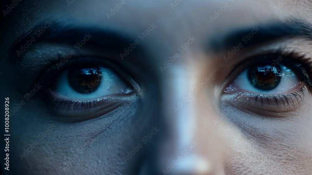 Intense close-up of eyes in dramatic lighting highlighting emotion Intense close-up of eyes in dramatic lighting highlighting emotion