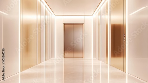 Modern colorful Elevator doors of office or hotel hallway, Lobby interior, corridor in house with lift,Black elegant lift for passenger or cargo elevators,copy space.