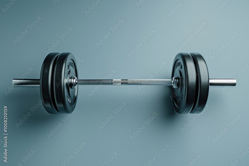 A sleek barbell rests on a smooth surface, ready for intense training at dawn, evoking the spirit of strength and determination