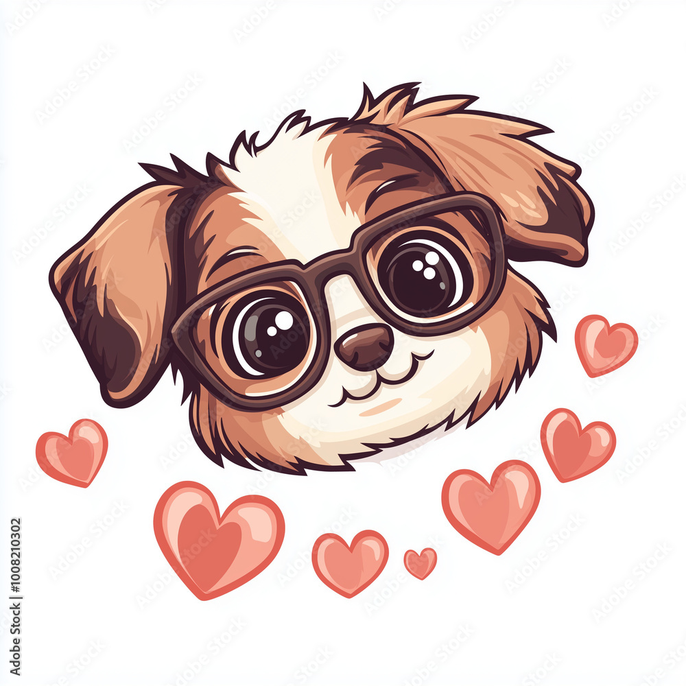 Obraz premium cute smiling dog, hand drawing, sticker, vector, cute