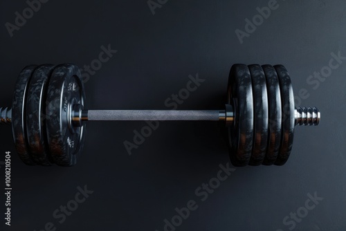 A powerful dumbbell rests on a dark surface, ready for a challenging workout session