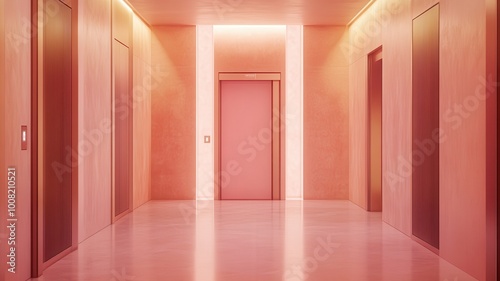 Modern colorful Elevator doors of office or hotel hallway, Lobby interior, corridor in house with lift,Black elegant lift for passenger or cargo elevators,copy space.