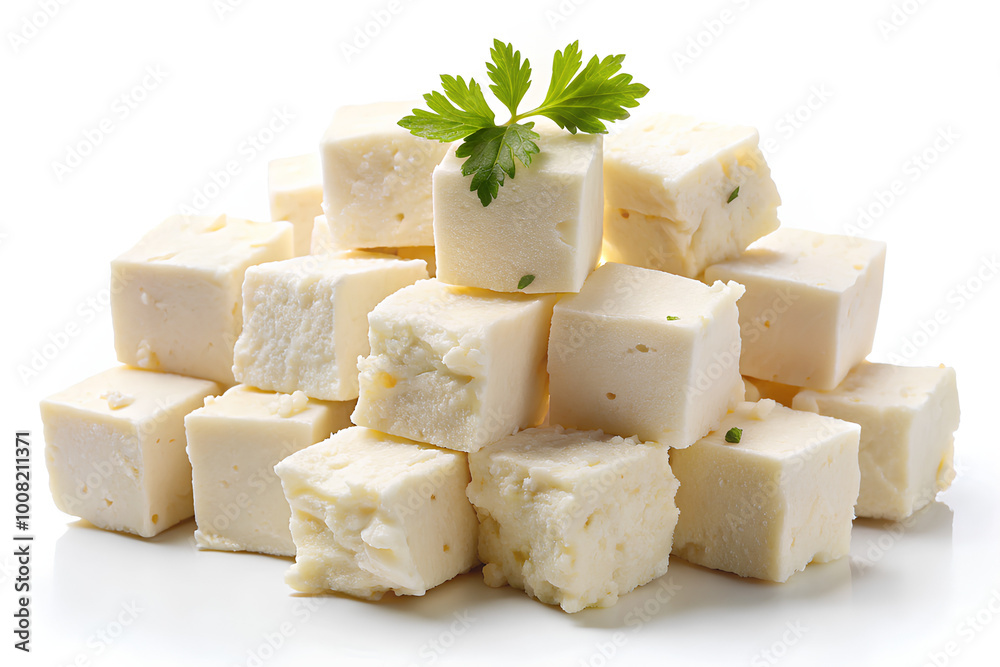 Feta cheese bundle, isolated on a white background Feta cheese bundle, isolated on a white background