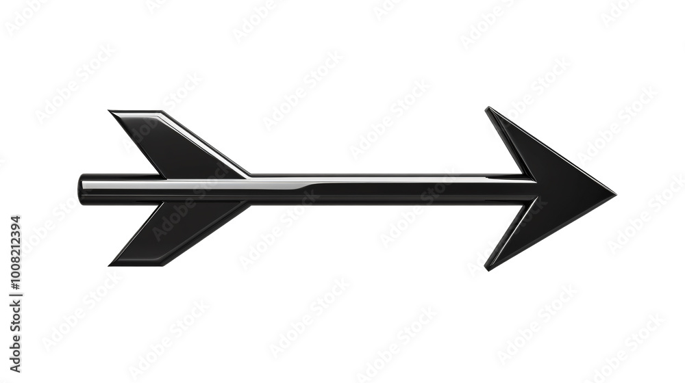 Minimalist Black Arrow Icon with Glossy Finish on a transparent background Minimalist Black Arrow Icon with Glossy Finish on a transparent background