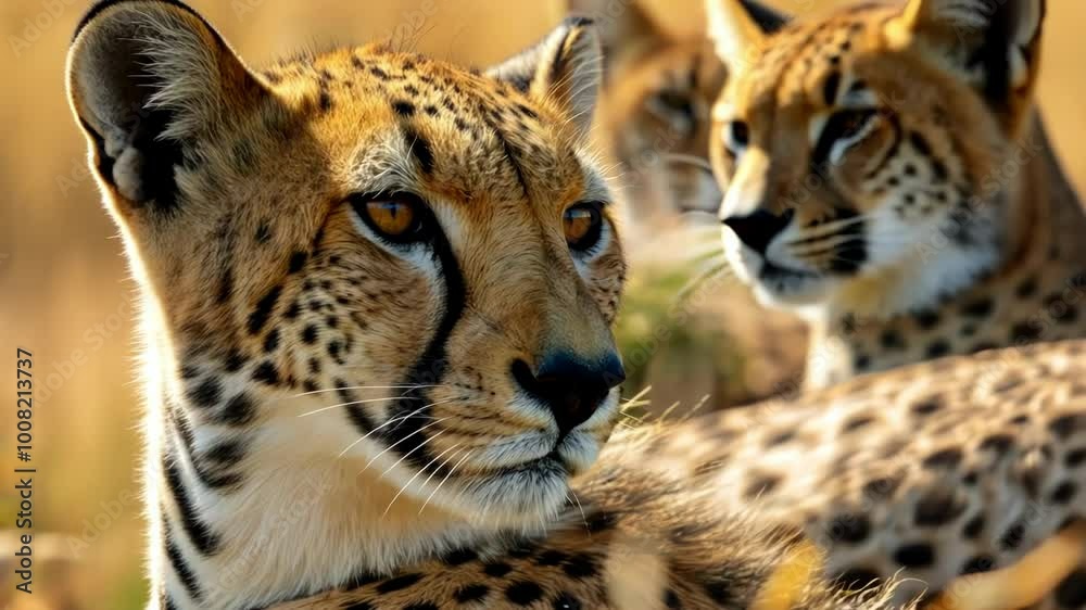 Cheetahs in a natural setting, showcasing their striking features and interactions with one another, emphasizing wildlife's beauty Cheetahs in a natural setting, showcasing their striking features and interactions with one another, emphasizing wildlife's beauty