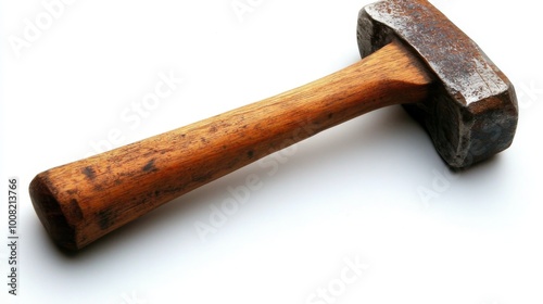 A wooden hammer used for carpentry, shown on a white background.