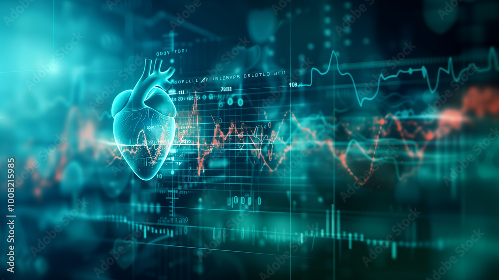 A heartbeat pulse line gradually changing into a sequence of binary digits.